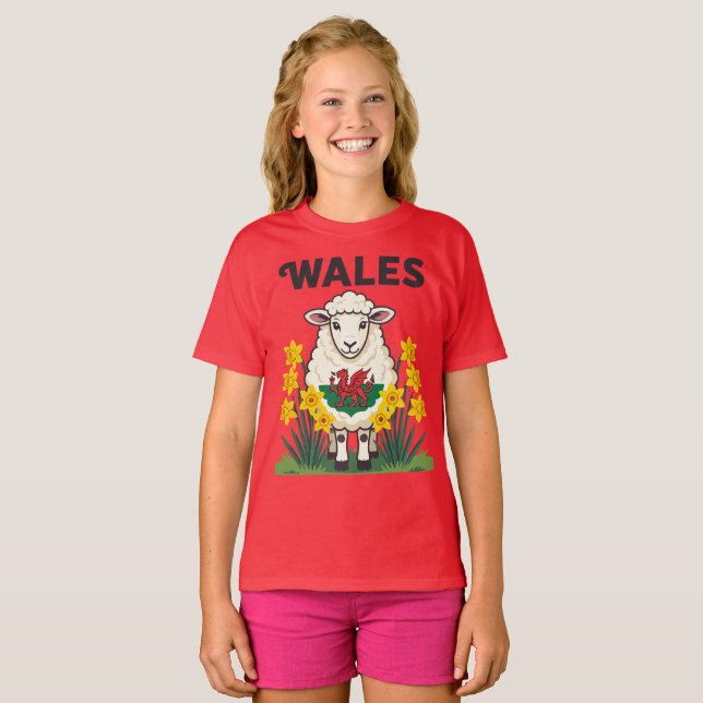 T-shirt Sheep Support Wales St Davids Day Design (Devant entier)