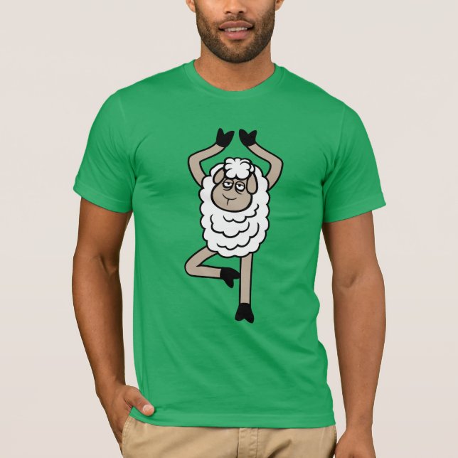 T-shirt Sheep Tired Exhausted Sad Yoga Tree Pose Vrksasana (Devant)