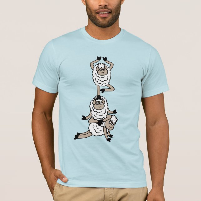T-shirt Sheep Tower Tired Bored Exhausted Yoga Meditation  (Devant)