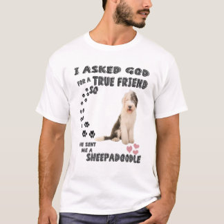 T-shirt Sheepadoodle Citation Maman Sheepdogpoe Papa, Mign