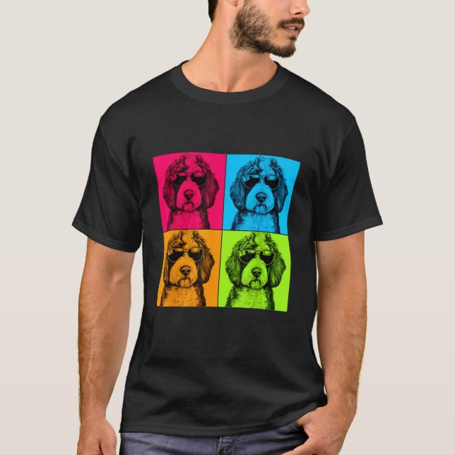 T-shirt Sheepadoodle Dog Pop Art Design Illustration Color (Devant)