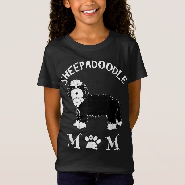 T-Shirt Sheepadoodle Maman Chiot Mignonne Animaux Animaux  (Devant)