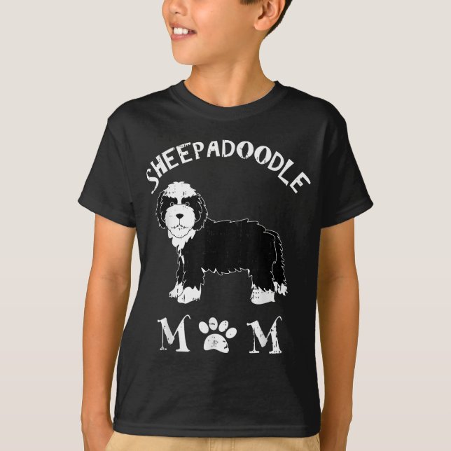 T-shirt Sheepadoodle Maman Chiot Mignonne Animaux Animaux  (Devant)