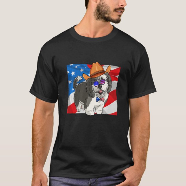 T-shirt Sheepadoodle Patriotic Merica 4th Of July American (Devant)