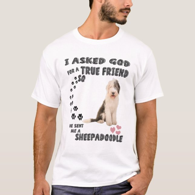 T-shirt Sheepadoodle Quote Mom Sheepdogpoo Dad, Cute Sheep (Devant)
