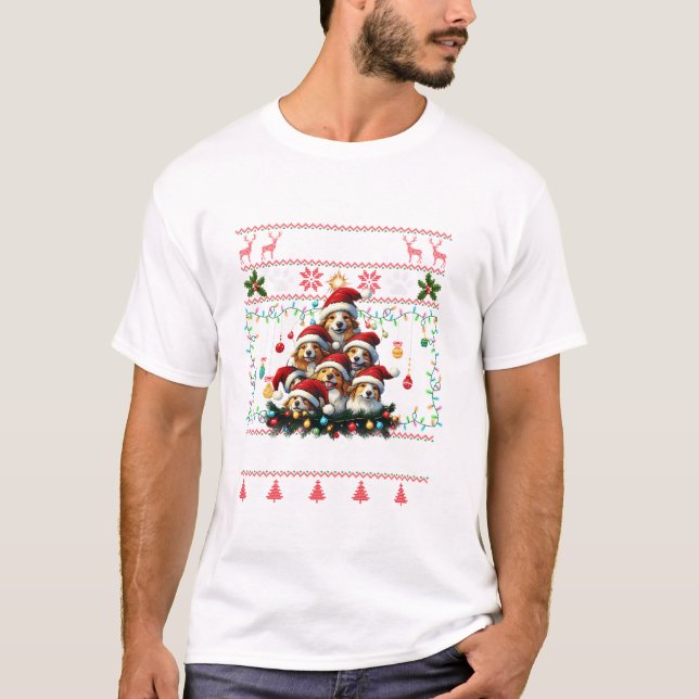 T-shirt Sheepdog Christmas Tree (Devant)
