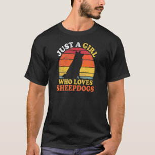 T-shirt Sheepdog Vintage Juste Une Fille Qui Aime Les Shee