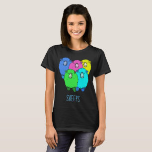 T-shirt Sheeps - Cinq gras de couleur moelleuse dessin ani