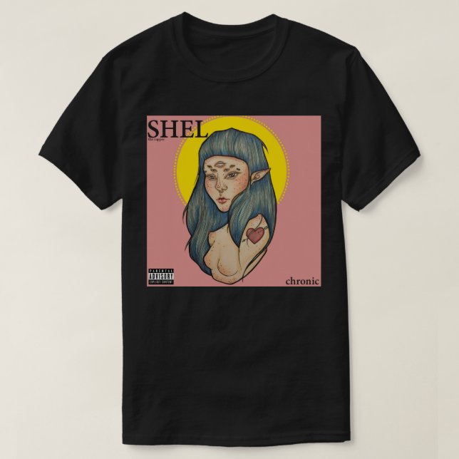 T-shirt "Shel -" pièce en t noire chronique (Design devant)