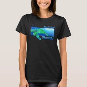 T-shirt Shell Key Florida Natation Tortue