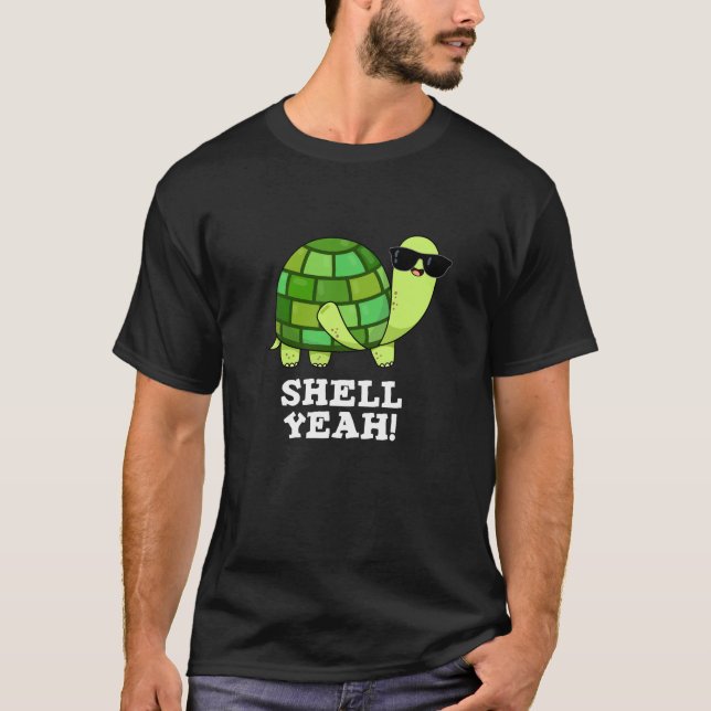 T-shirt Shell Ouais Funny Tortoise Pun Dark BG (Devant)