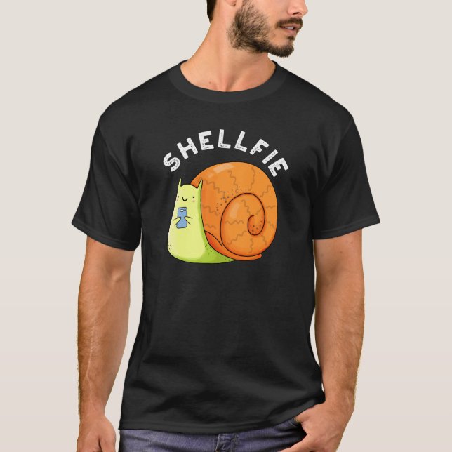 T-shirt Shellfie Funky Snail Selfie Pun Dark BG (Devant)