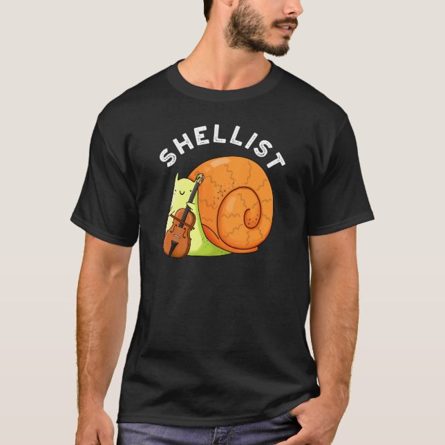 T-shirt Shellist Funny Snail Cello Pun Dark BG (Devant)
