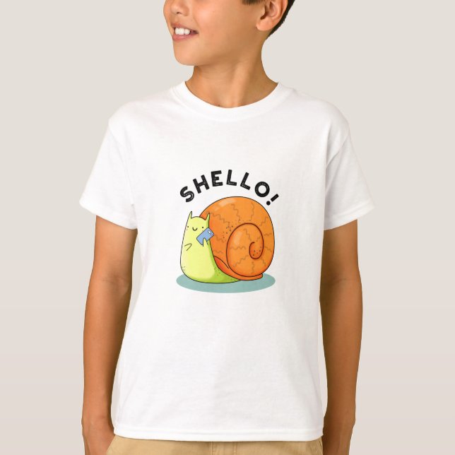 T-shirt Shello Funny Snail Cellphone Pun (Devant)