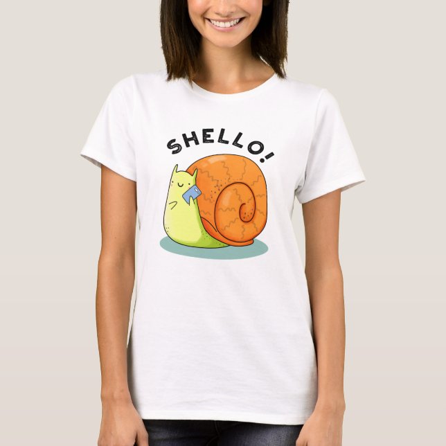 T-shirt Shello Funny Snail Cellphone Pun (Devant)