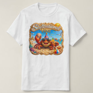 T-shirt Shellsational Vibes – Joyful Crab Beach Art