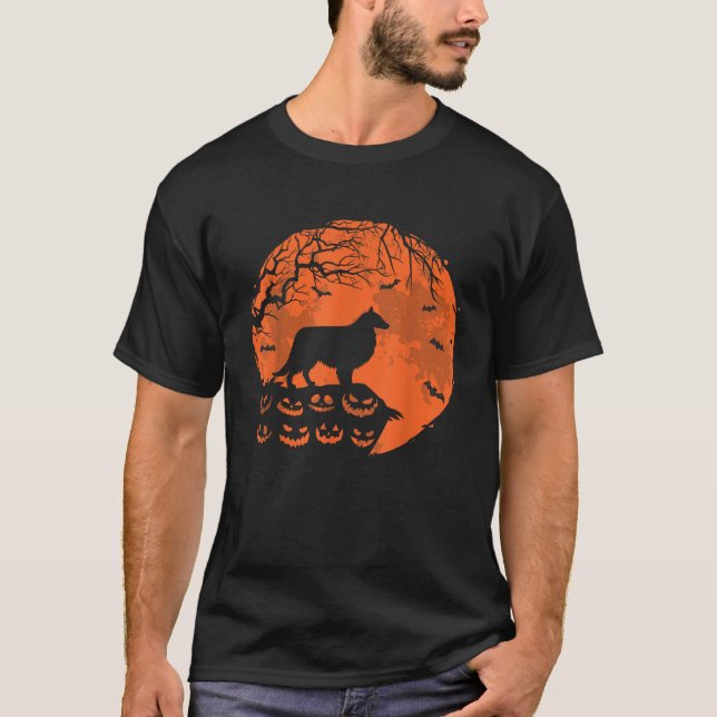 T-shirt Sheltie And Moon Funny Dog Lover Halloween  (Devant)