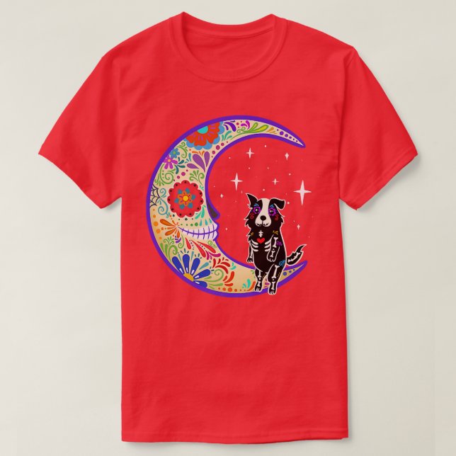 T-shirt Sheltie Dia de Los Muertos Skeleton  (Design devant)