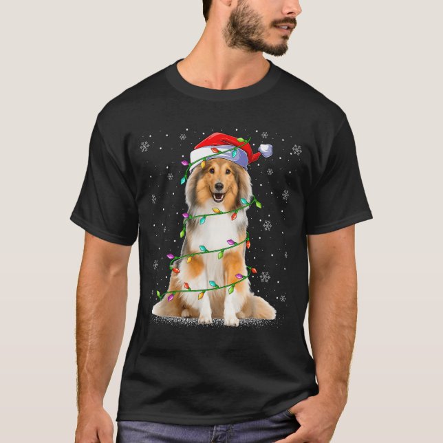 T-shirt Sheltie Dog Lover Xmas Lighting Santa Sheltie Chri (Devant)