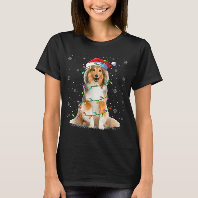T-shirt Sheltie Dog Lover Xmas Lighting Santa Sheltie Chri (Devant)