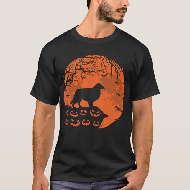T-shirt Sheltie Et Lune Cadeau Amoureux des chiens Hallowe (Devant)