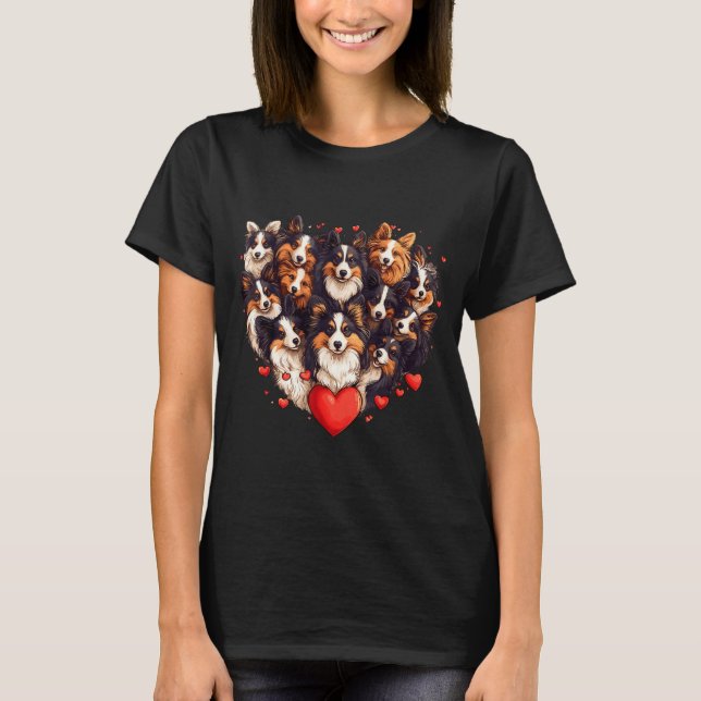 T-shirt Sheltie Heart-shaped Cute Sheltie Dog Lover Men Wo (Devant)