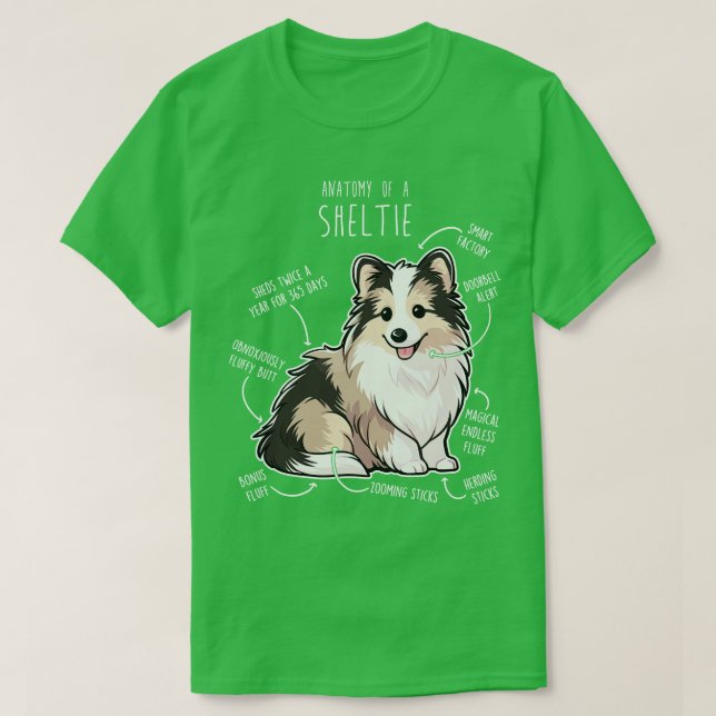 T-shirt Sheltie Shetland Sheepdog Anatomie 5 (Design devant)