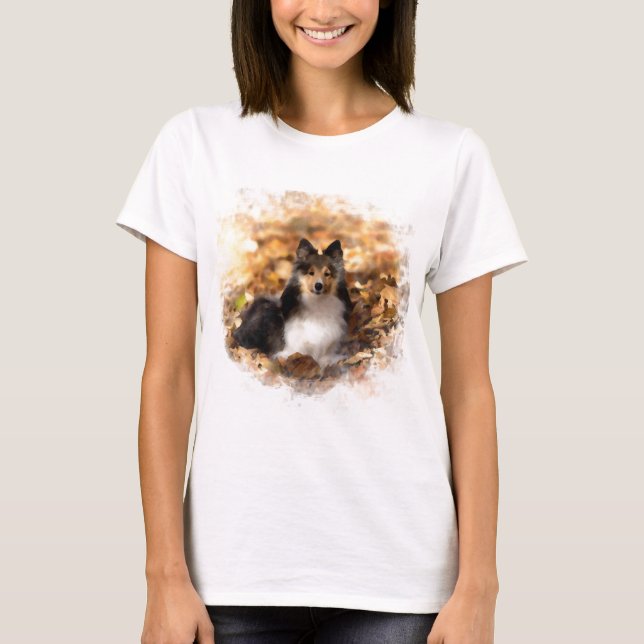T-shirt Sheltie Shetland Sheepdog Art Peinture (Devant)