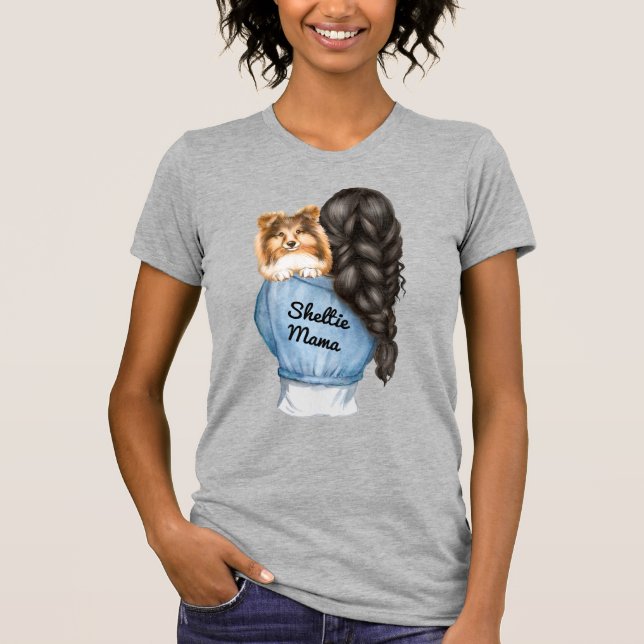 T-shirt Shelty Mama Black Hair w Sable Shetland Sheepdog (Devant)