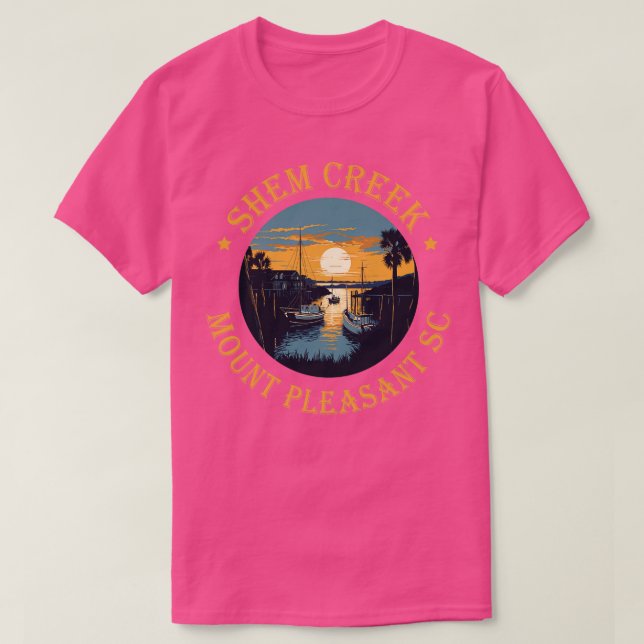 T-shirt Shem Creek Sunset Mount Pleasant SC Gold Version G (Design devant)