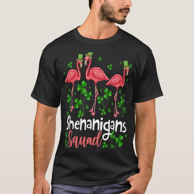 T-shirt Shenanigan Squad Flamant rose irlandais Leprechaun (Devant)