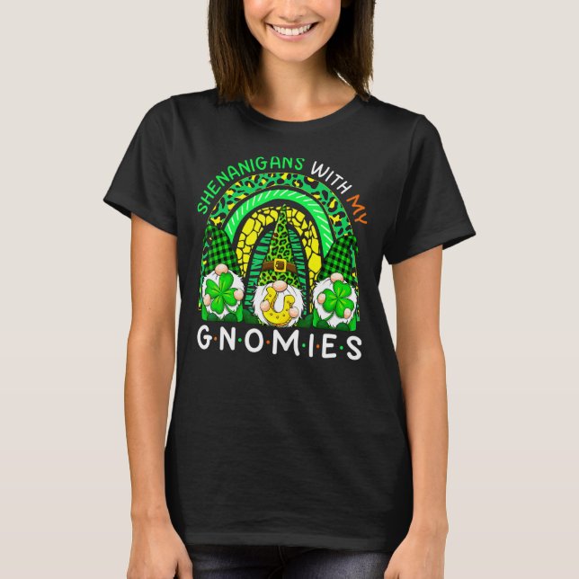 T-shirt Shenanigans Avec Mes Gnomes Rainbow Leopard St Pat (Devant)