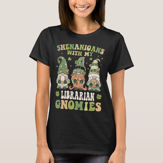 T-shirt Shenanigans Avec Mon École Bibliothécaire Gnomes S (Devant)