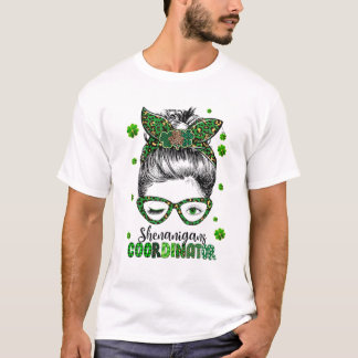 T-shirt Shenanigans Coordinator Messy Bun Momlife St Patri