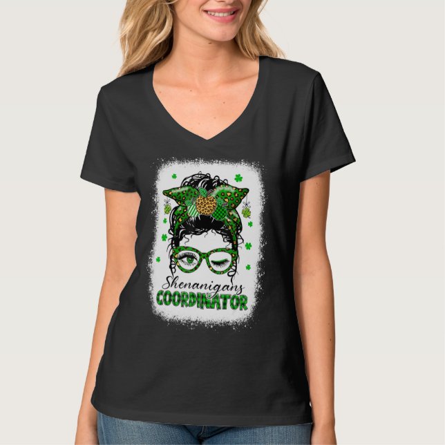 T-shirt Shenanigans Coordonnateur Messy Bun Saint Patricks (Devant)