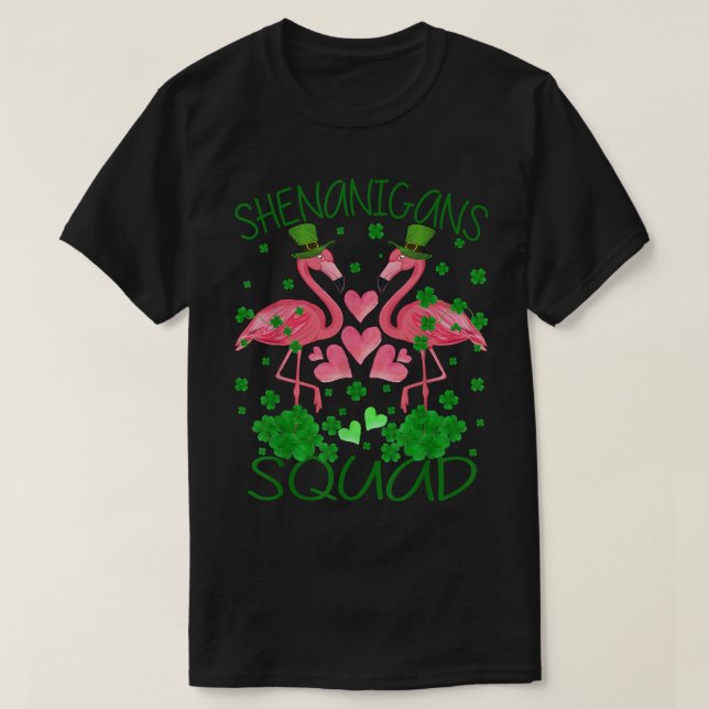T-shirt Shenanigans Squad Flamant rose St Patrick's Day  (Design devant)