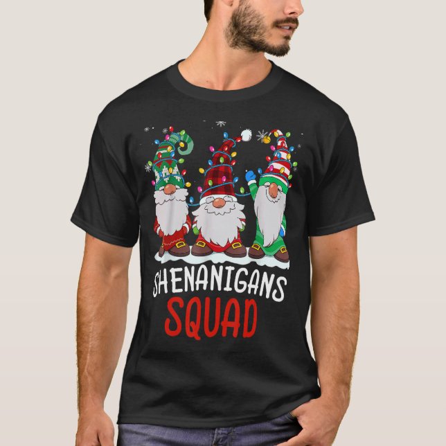 T-shirt Shenanigans Squad Gnomes Lights Christmas Pajamas  (Devant)