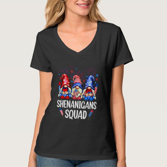 T-shirt Shenanigans Squad Gnomes USA Independence Day 4th  (Devant)