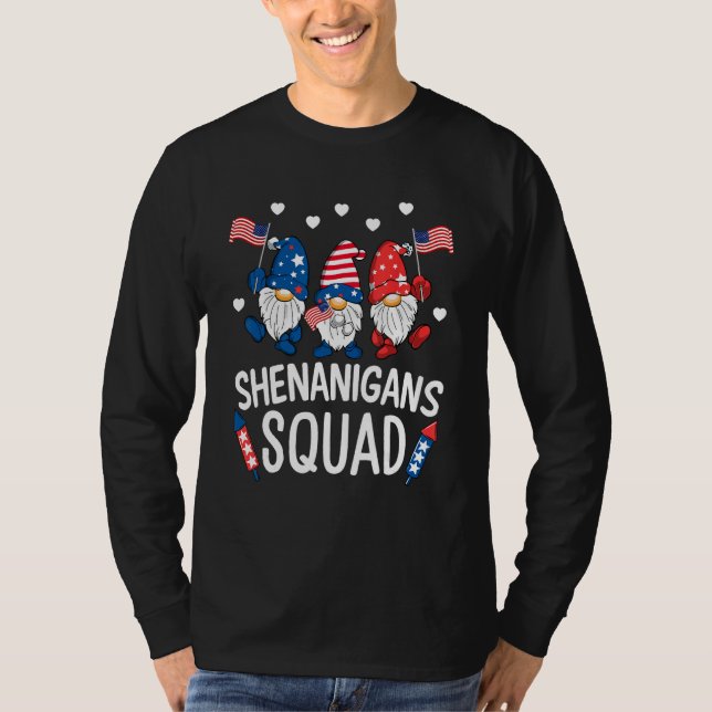 T-shirt Shenanigans Squad Happy 4th Of July  Gnome Patriot (Devant)