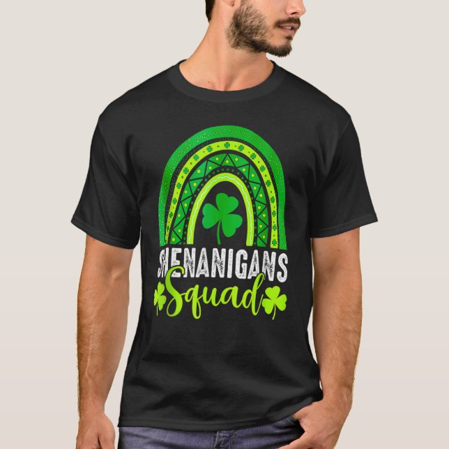 T-shirt Shenanigans Squad St Patrick's Day Rainbow Shamroc (Devant)