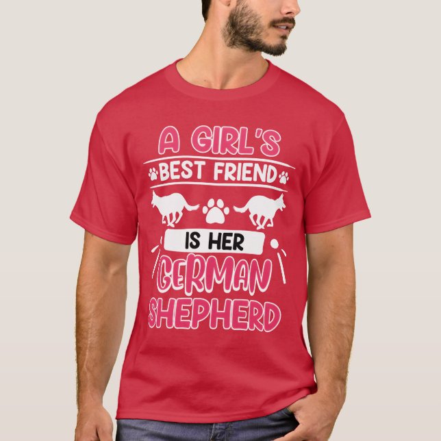 T-shirt Shepherd Chien FILLES LE MEILLEUR AMI EST SA vinta (Devant)