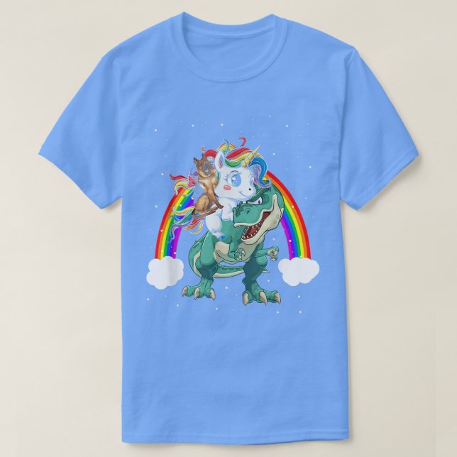T-shirt Shepherd Chien Unicorn équitation Dinosaur Tre Fun (Design devant)