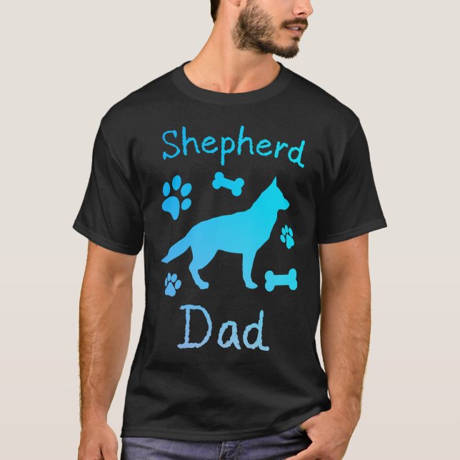 T-shirt Shepherd Dad Black And Blue Personalized (Devant)