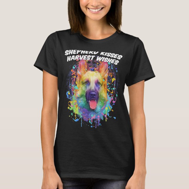 T-shirt Shepherd Kisses Harvest Wishes German Shepherd Ani (Devant)