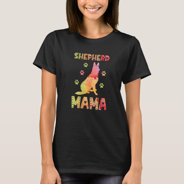 T-shirt Shepherd Mama Paw Lovers Puppies Dog Owners French (Devant)