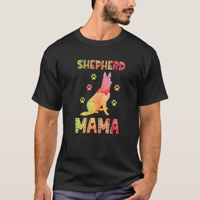 T-shirt Shepherd Mama Paw Lovers Puppies Dog Owners French (Devant)
