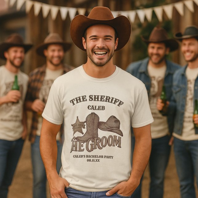 T-shirt Sheriff Groom Cute Fun Cowboy Bachelor Party (Créateur téléchargé)