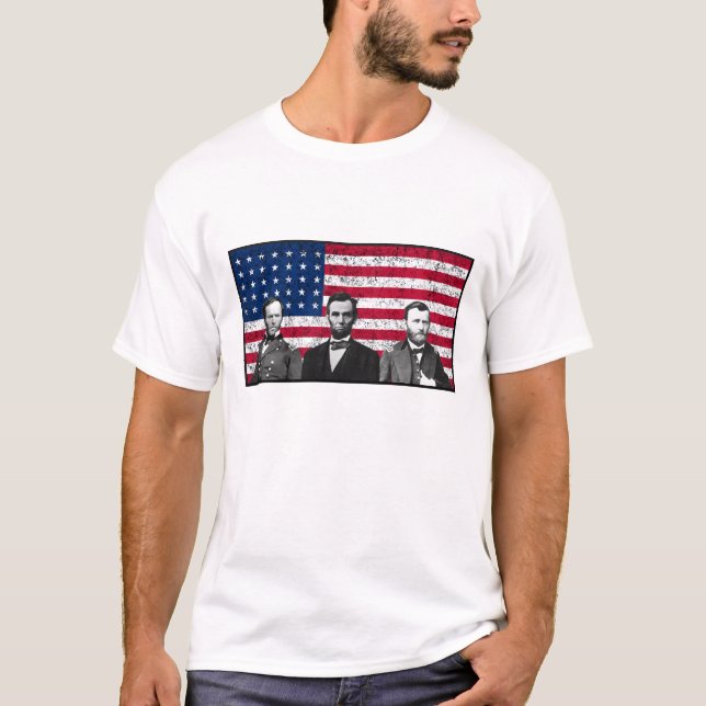 T-shirt Sherman, Lincoln, et Grant avec la frontière noire (Devant)