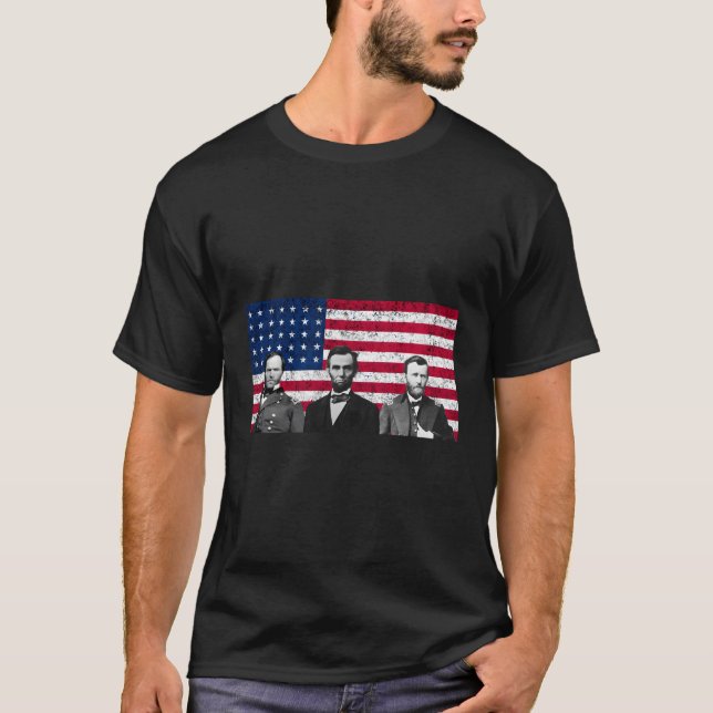 T-shirt Sherman Lincoln Grant Us Flag (Devant)
