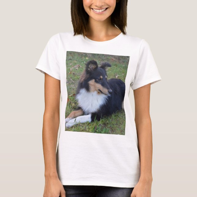 T-shirt shet shet noir blanc tan pondre pleine (Devant)